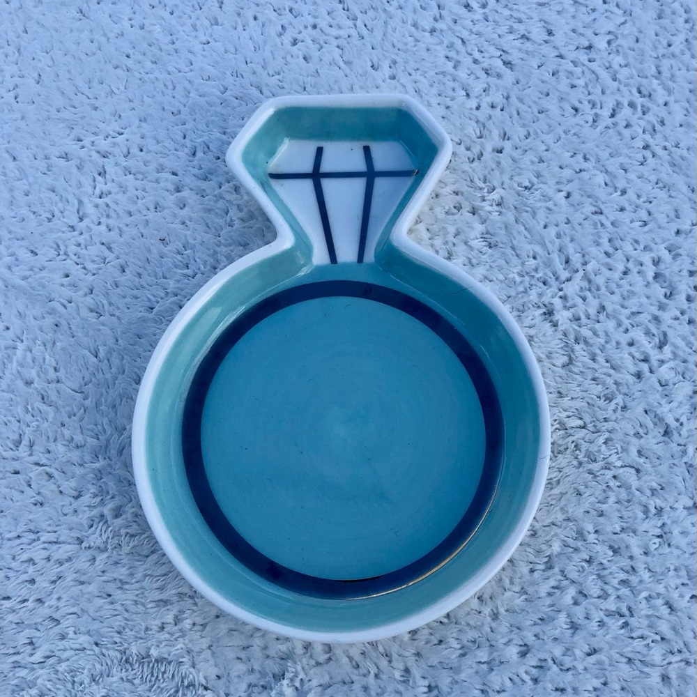 Kate Aspen Diamond Ring Trinket Dish Ceramic